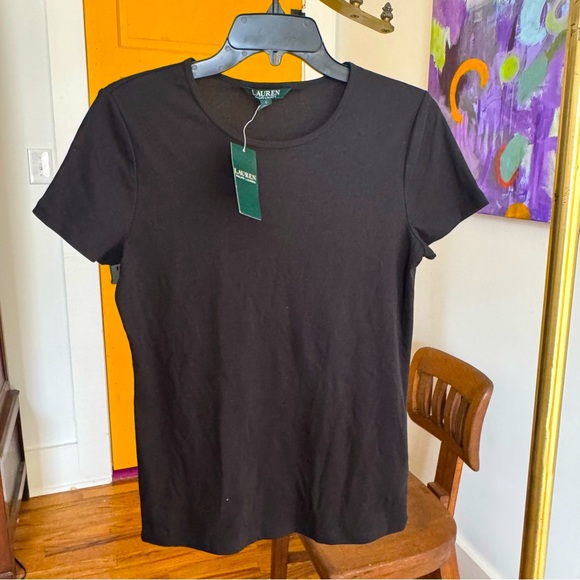 Lauren Ralph Lauren Black Large Women’s Tee New With Tags - Picture 1 of 11